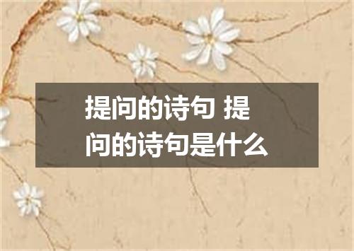 提问的诗句 提问的诗句是什么