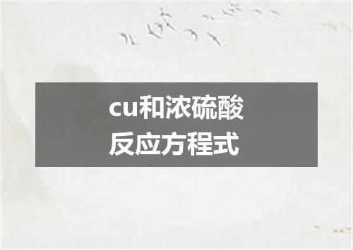 cu和浓硫酸反应方程式