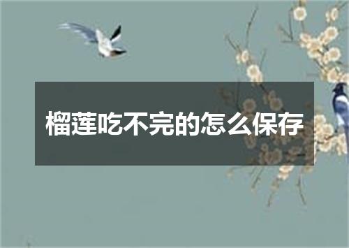 榴莲吃不完的怎么保存