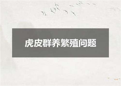 虎皮群养繁殖问题