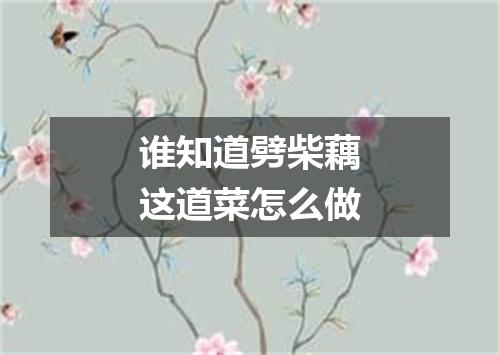 谁知道劈柴藕这道菜怎么做