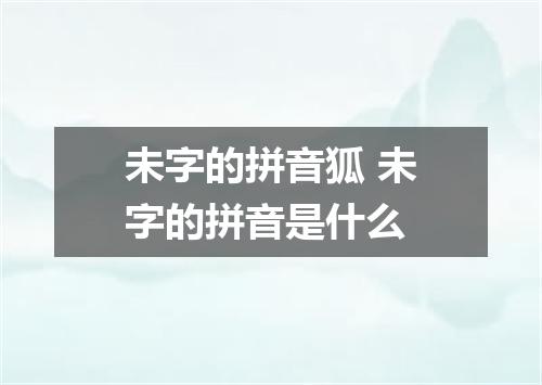 未字的拼音狐 未字的拼音是什么