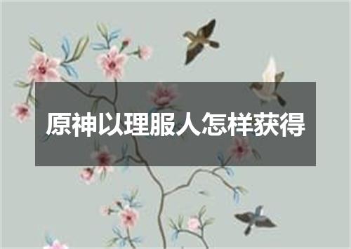 原神以理服人怎样获得