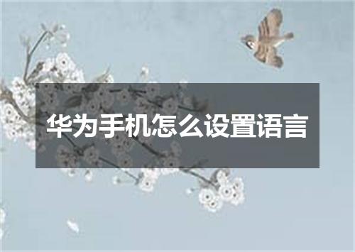 华为手机怎么设置语言