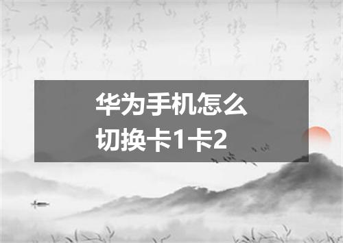 华为手机怎么切换卡1卡2