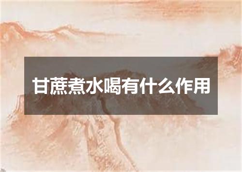 甘蔗煮水喝有什么作用