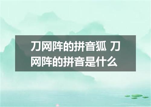 刀网阵的拼音狐 刀网阵的拼音是什么