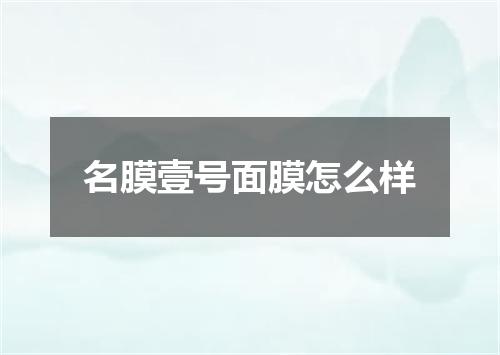 名膜壹号面膜怎么样