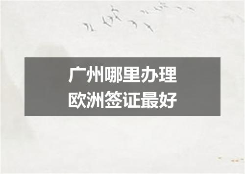 广州哪里办理欧洲签证最好