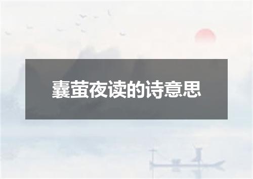 囊萤夜读的诗意思