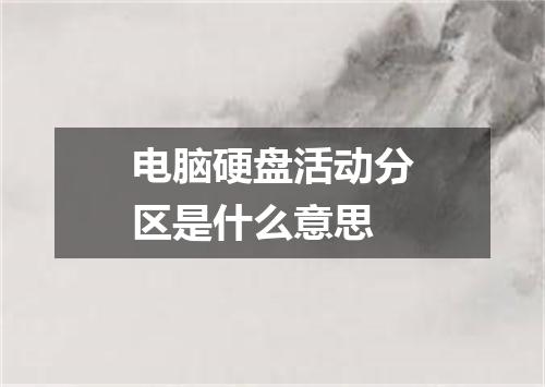 电脑硬盘活动分区是什么意思