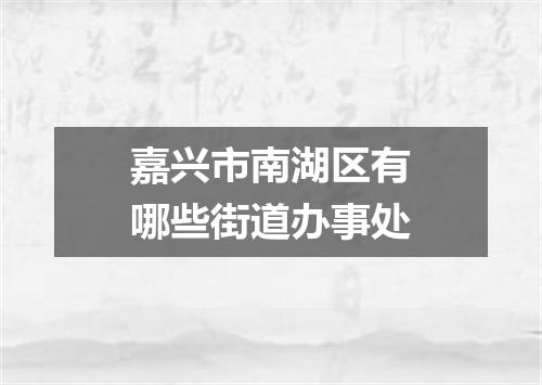 嘉兴市南湖区有哪些街道办事处