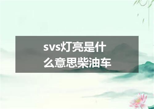 svs灯亮是什么意思柴油车