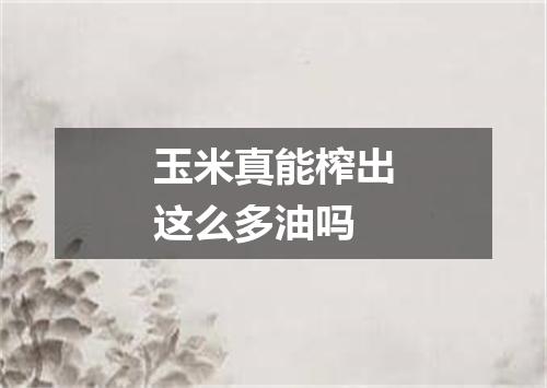 玉米真能榨出这么多油吗