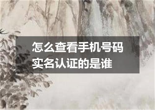 怎么查看手机号码实名认证的是谁