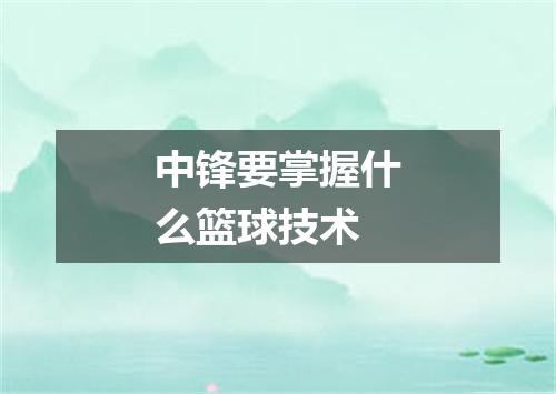 中锋要掌握什么篮球技术