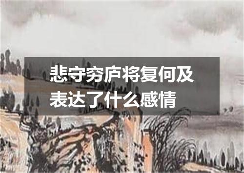 悲守穷庐将复何及表达了什么感情