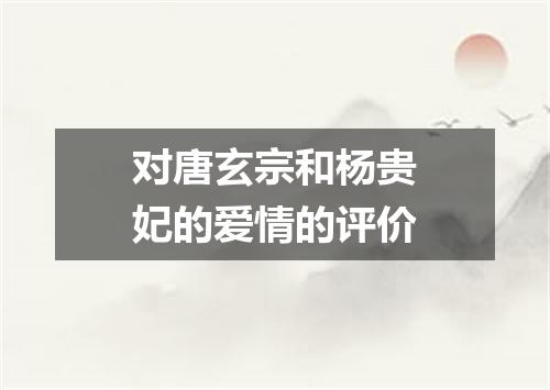 对唐玄宗和杨贵妃的爱情的评价
