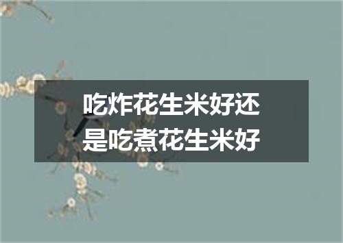 吃炸花生米好还是吃煮花生米好