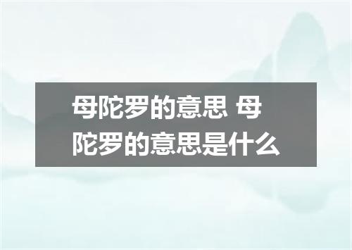 母陀罗的意思 母陀罗的意思是什么