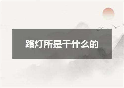 路灯所是干什么的