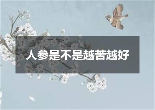 人参是不是越苦越好