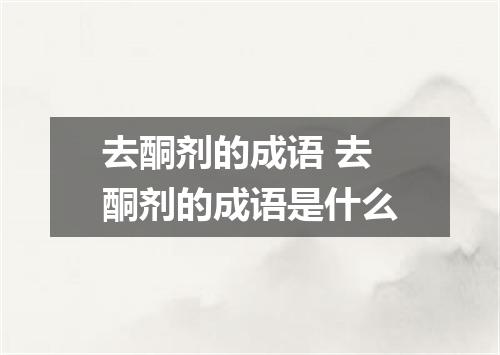 去酮剂的成语 去酮剂的成语是什么