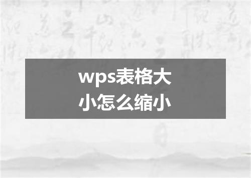 wps表格大小怎么缩小