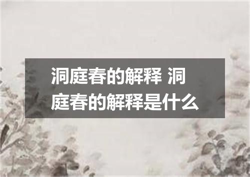 洞庭春的解释 洞庭春的解释是什么