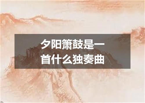 夕阳箫鼓是一首什么独奏曲