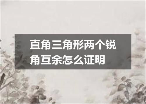 直角三角形两个锐角互余怎么证明