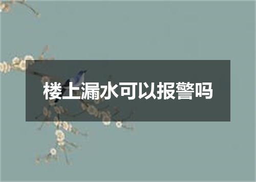 楼上漏水可以报警吗