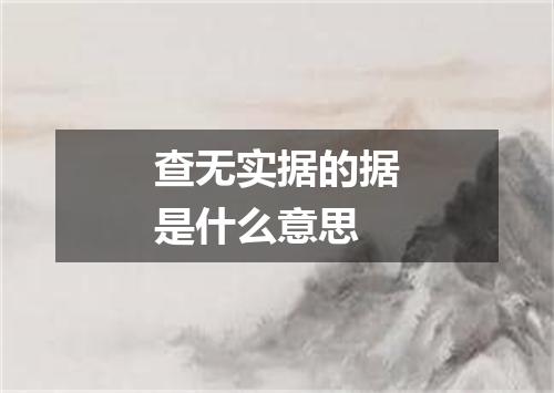 查无实据的据是什么意思