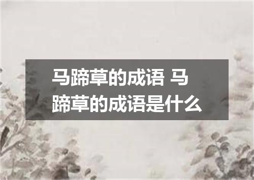 马蹄草的成语 马蹄草的成语是什么