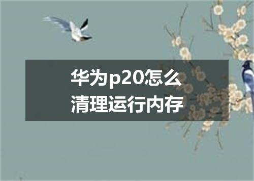 华为p20怎么清理运行内存