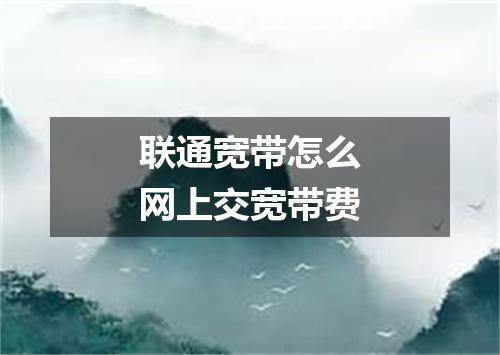 联通宽带怎么网上交宽带费