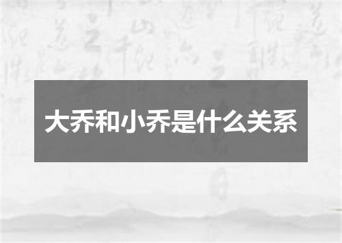 大乔和小乔是什么关系