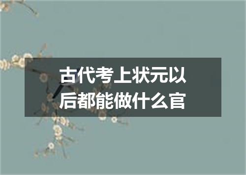 古代考上状元以后都能做什么官