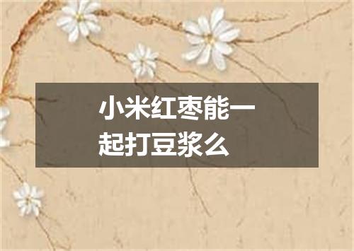 小米红枣能一起打豆浆么