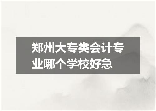 郑州大专类会计专业哪个学校好急