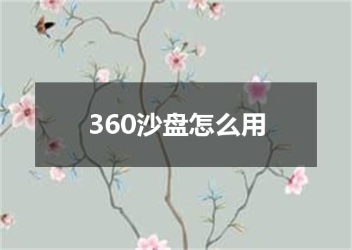 360沙盘怎么用