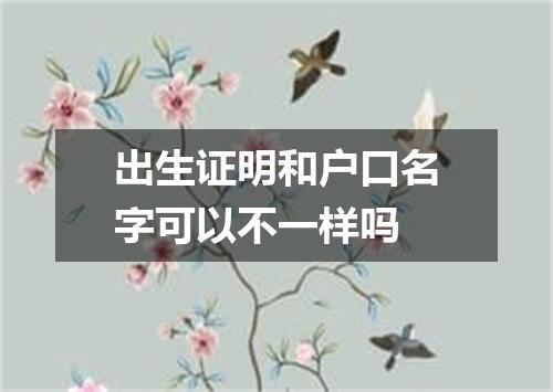 出生证明和户口名字可以不一样吗