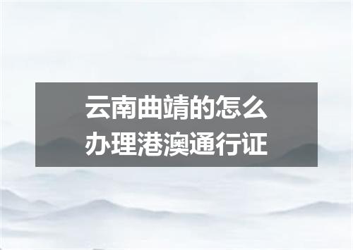 云南曲靖的怎么办理港澳通行证
