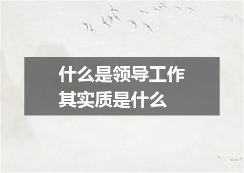 什么是领导工作其实质是什么