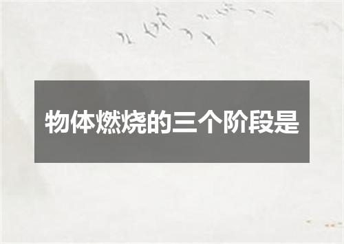 物体燃烧的三个阶段是