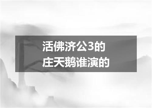 活佛济公3的庄天鹅谁演的