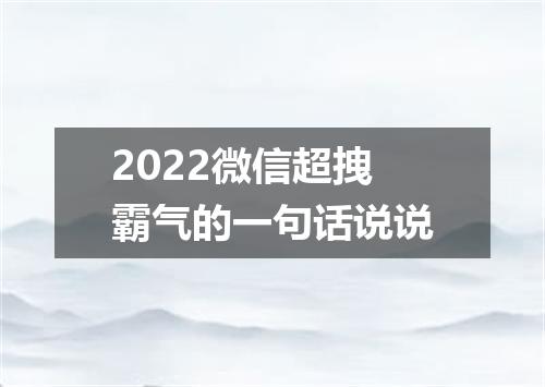 2022微信超拽霸气的一句话说说