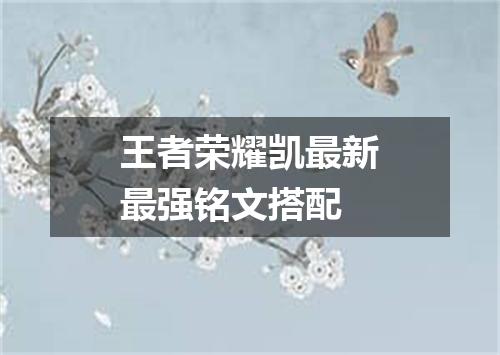 王者荣耀凯最新最强铭文搭配