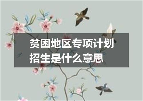 贫困地区专项计划招生是什么意思