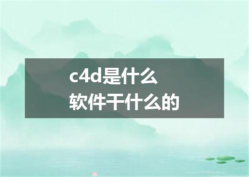 c4d是什么软件干什么的